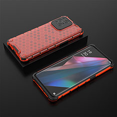 Carcasa Bumper Funda Silicona Transparente 360 Grados AM3 para Oppo Find X3 5G Rojo