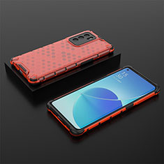 Carcasa Bumper Funda Silicona Transparente 360 Grados AM3 para Oppo Reno6 Pro 5G India Rojo