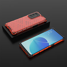 Carcasa Bumper Funda Silicona Transparente 360 Grados AM3 para Oppo Reno6 Pro 5G Rojo