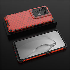 Carcasa Bumper Funda Silicona Transparente 360 Grados AM3 para Oppo Reno9 Pro+ Plus 5G Rojo