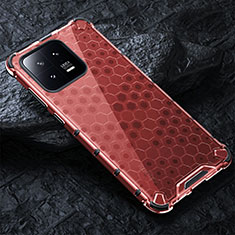 Carcasa Bumper Funda Silicona Transparente 360 Grados AM3 para Xiaomi Mi 13 5G Rojo
