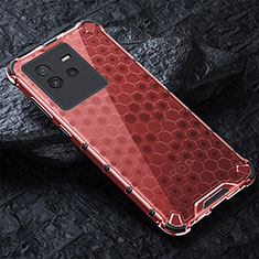 Carcasa Bumper Funda Silicona Transparente 360 Grados AM4 para Vivo iQOO Neo6 5G Rojo