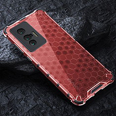 Carcasa Bumper Funda Silicona Transparente 360 Grados AM4 para Vivo X70 5G Rojo