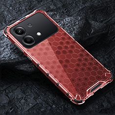 Carcasa Bumper Funda Silicona Transparente 360 Grados AM4 para Xiaomi Redmi Note 13R Pro 5G Rojo
