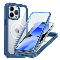 Carcasa Bumper Funda Silicona Transparente 360 Grados con Mag-Safe Magnetic AC1 para Apple iPhone 14 Pro Max Azul
