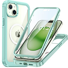 Carcasa Bumper Funda Silicona Transparente 360 Grados con Mag-Safe Magnetic T01 para Apple iPhone 14 Plus Verde