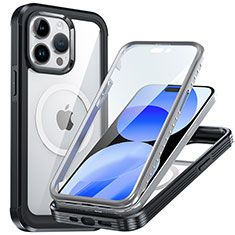 Carcasa Bumper Funda Silicona Transparente 360 Grados con Mag-Safe Magnetic T01 para Apple iPhone 14 Pro Max Negro