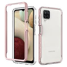 Carcasa Bumper Funda Silicona Transparente 360 Grados JX1 para Samsung Galaxy A12 Oro Rosa
