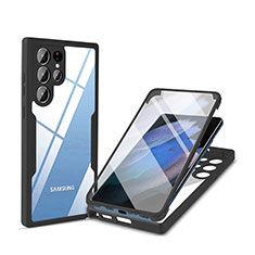 Carcasa Bumper Funda Silicona Transparente 360 Grados M01 para Samsung Galaxy S21 Ultra 5G Negro