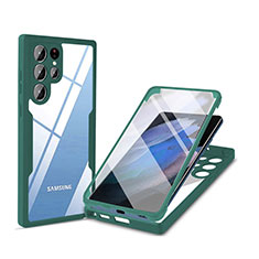 Carcasa Bumper Funda Silicona Transparente 360 Grados M01 para Samsung Galaxy S21 Ultra 5G Verde
