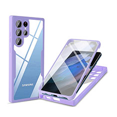 Carcasa Bumper Funda Silicona Transparente 360 Grados M01 para Samsung Galaxy S22 Ultra 5G Morado