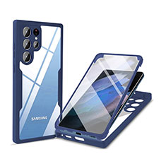 Carcasa Bumper Funda Silicona Transparente 360 Grados M01 para Samsung Galaxy S23 Ultra 5G Azul