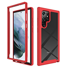 Carcasa Bumper Funda Silicona Transparente 360 Grados M02 para Samsung Galaxy S21 Ultra 5G Rojo