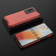Carcasa Bumper Funda Silicona Transparente 360 Grados M02 para Vivo iQOO 8 5G Rojo