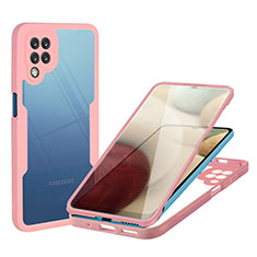 Carcasa Bumper Funda Silicona Transparente 360 Grados MJ1 para Samsung Galaxy A12 Nacho Oro Rosa