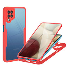 Carcasa Bumper Funda Silicona Transparente 360 Grados MJ1 para Samsung Galaxy A12 Nacho Rojo