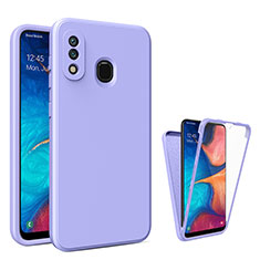 Carcasa Bumper Funda Silicona Transparente 360 Grados MJ1 para Samsung Galaxy A30 Purpura Claro