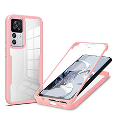 Carcasa Bumper Funda Silicona Transparente 360 Grados MJ1 para Xiaomi Mi 12T 5G Oro Rosa