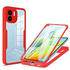 Carcasa Bumper Funda Silicona Transparente 360 Grados MJ1 para Xiaomi Poco C50 Rojo
