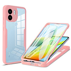 Carcasa Bumper Funda Silicona Transparente 360 Grados MJ1 para Xiaomi Redmi A2 Plus Oro Rosa