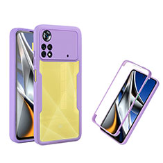 Carcasa Bumper Funda Silicona Transparente 360 Grados MJ1 para Xiaomi Redmi Note 11E Pro 5G Morado