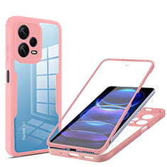 Carcasa Bumper Funda Silicona Transparente 360 Grados MJ1 para Xiaomi Redmi Note 12 Pro+ Plus 5G Oro Rosa