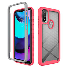 Carcasa Bumper Funda Silicona Transparente 360 Grados para Motorola Moto E30 Rosa Roja