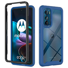 Carcasa Bumper Funda Silicona Transparente 360 Grados para Motorola Moto Edge 30 5G Azul