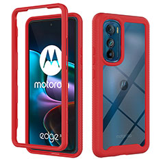 Carcasa Bumper Funda Silicona Transparente 360 Grados para Motorola Moto Edge 30 5G Rojo