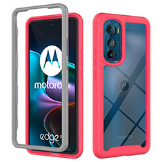 Carcasa Bumper Funda Silicona Transparente 360 Grados para Motorola Moto Edge 30 5G Rosa Roja