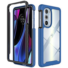 Carcasa Bumper Funda Silicona Transparente 360 Grados para Motorola Moto Edge Plus (2022) 5G Azul