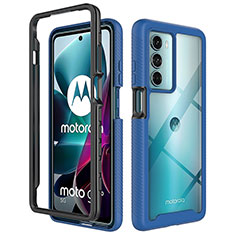 Carcasa Bumper Funda Silicona Transparente 360 Grados para Motorola Moto Edge S30 5G Azul