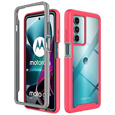 Carcasa Bumper Funda Silicona Transparente 360 Grados para Motorola Moto Edge S30 5G Rosa Roja