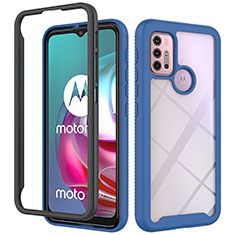 Carcasa Bumper Funda Silicona Transparente 360 Grados para Motorola Moto G10 Azul