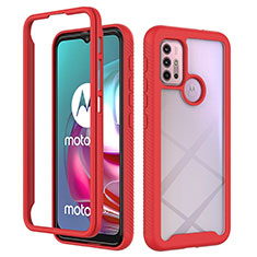 Carcasa Bumper Funda Silicona Transparente 360 Grados para Motorola Moto G10 Rojo