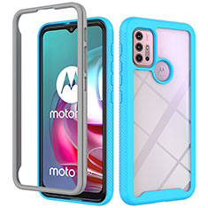 Carcasa Bumper Funda Silicona Transparente 360 Grados para Motorola Moto G20 Cian