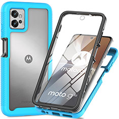 Carcasa Bumper Funda Silicona Transparente 360 Grados para Motorola Moto G32 Cian