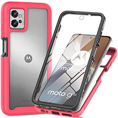 Carcasa Bumper Funda Silicona Transparente 360 Grados para Motorola Moto G32 Rosa Roja