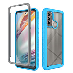 Carcasa Bumper Funda Silicona Transparente 360 Grados para Motorola Moto G40 Fusion Cian