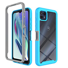 Carcasa Bumper Funda Silicona Transparente 360 Grados para Motorola Moto G50 5G Cian