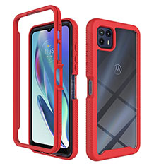 Carcasa Bumper Funda Silicona Transparente 360 Grados para Motorola Moto G50 5G Rojo