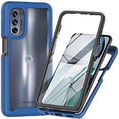Carcasa Bumper Funda Silicona Transparente 360 Grados para Motorola Moto G62 5G Azul