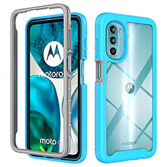 Carcasa Bumper Funda Silicona Transparente 360 Grados para Motorola Moto G71s 5G Cian