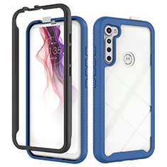 Carcasa Bumper Funda Silicona Transparente 360 Grados para Motorola Moto One Fusion Plus Azul