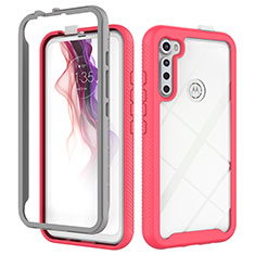 Carcasa Bumper Funda Silicona Transparente 360 Grados para Motorola Moto One Fusion Plus Rosa Roja