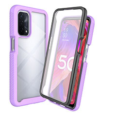 Carcasa Bumper Funda Silicona Transparente 360 Grados para Oppo A54 4G Purpura Claro