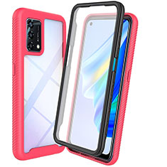 Carcasa Bumper Funda Silicona Transparente 360 Grados para Oppo A74 4G Rosa Roja