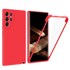 Carcasa Bumper Funda Silicona Transparente 360 Grados para Samsung Galaxy S24 Ultra 5G Rojo