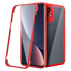 Carcasa Bumper Funda Silicona Transparente 360 Grados para Xiaomi Mi 12 5G Rojo