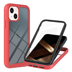 Carcasa Bumper Funda Silicona Transparente 360 Grados YB1 para Apple iPhone 13 Rojo
